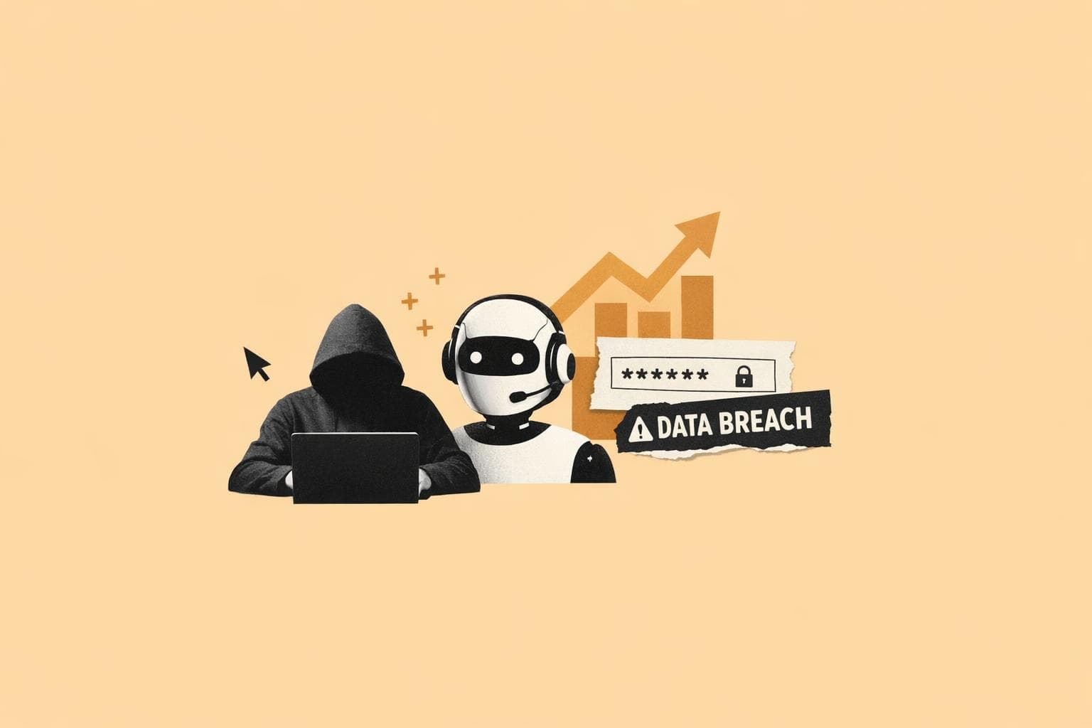 Código em tela escura com alerta de segurança sobreposto, representando vazamento de credenciais por assistentes de IA