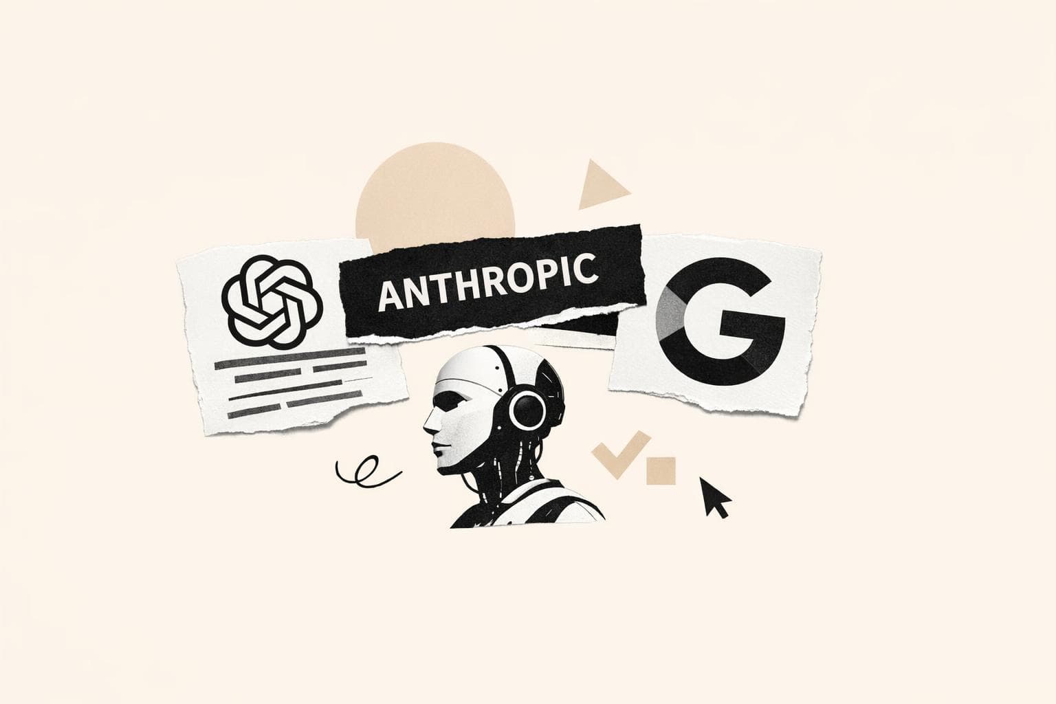 Logos de OpenAI, Anthropic e Google representando a corrida de agentes de IA em 2026