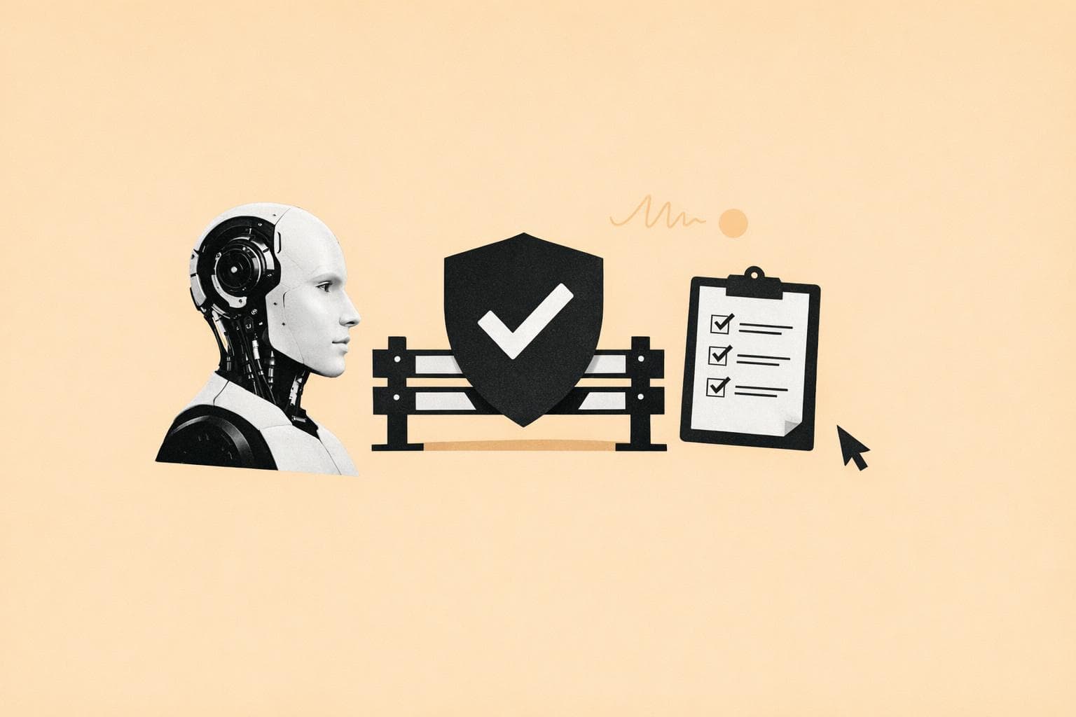 Diagrama de governança e segurança para agentes de IA em ambiente corporativo